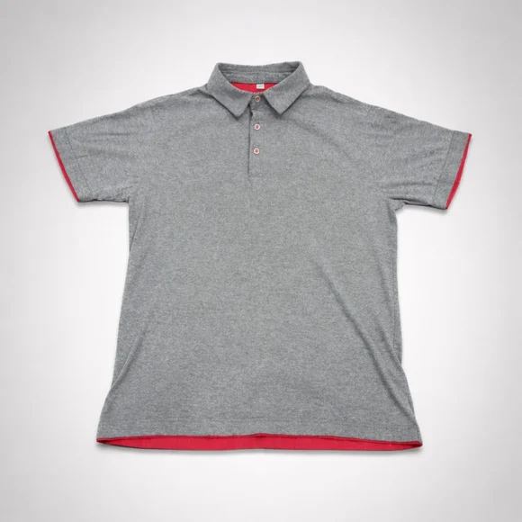 Gray Polo Shirt with Red Accents - Picture 2 of 7
